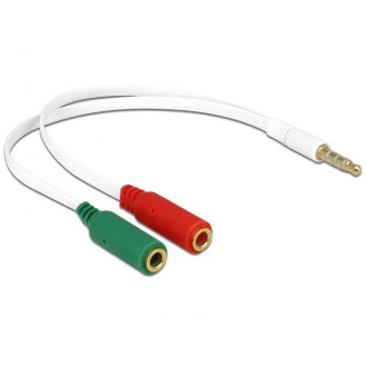 DELOCK Αντάπτορας από 2x 3.5mm 3-pin (F) σε 3.5mm 4-pin (M), λευκός