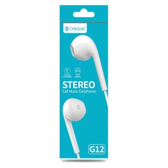 CELEBRAT earphones G12 με μικρόφωνο, 14.2mm, 1.2m, λευκό