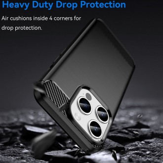 Techsuit - Θήκη σιλικόνης τύπου άνθρακα για iPhone 15 Pro Max - Μαύρο