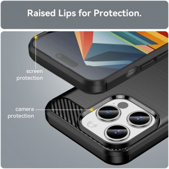 Θήκη Techsuit Carbon Back Cover Σιλικόνης Ανθεκτική Μαύρη για Iphone15 Pro