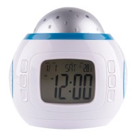 Desk clock AK234, with projector and music, white-blue