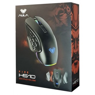 AULA ενσύρματο gaming ποντίκι Fire Η510 10000DPI, 14 πλήκτρα, RGB, μαύρο