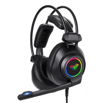 AULA gaming headset Mountain S600, RGB, USB, 50mm, μαύρο