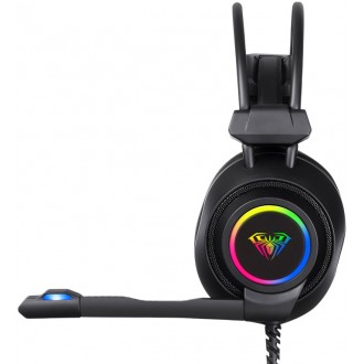 AULA gaming headset Mountain S600, RGB, USB, 50mm, μαύρο