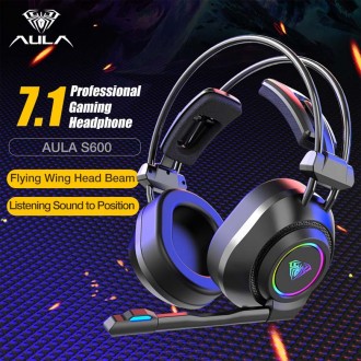 AULA gaming headset Mountain S600, RGB, USB, 50mm, μαύρο