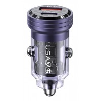 USAMS φορτιστής αυτοκινήτου US-CC175, USB & USB-C, 45W, QC & PD, μωβ