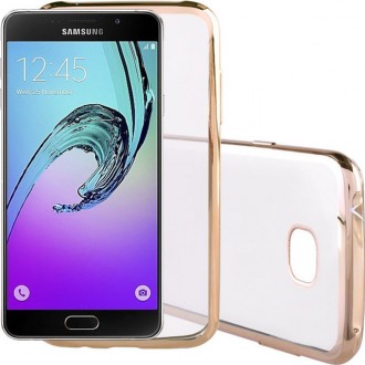 Θήκη Κινητού Back Case Electro Jelly για Samsung Galaxy A3 2016 (A310) Διάφανη με Χρυσό Πρίγραμμα