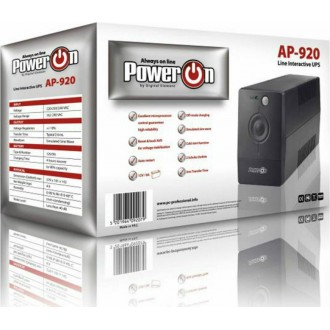 Power On AP-920 UPS Line-Interactive 920VA 480W με 2 Schuko Πρίζες