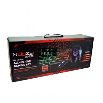 Gaming Set Noozy GS-100 που αποτελείται από Gaming Ακουστικά με Μικρόφωνο, 4D Ποντίκι, LED Πληκτρολόγιο και Mousepad