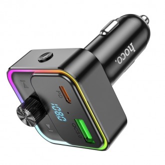 Bluetooth FM Transmitter Hoco E81 Fantasy USB-C 30W+USB 18W PD30W+18W QC3.0 v5.0 LED Ένδειξη Μαύρο