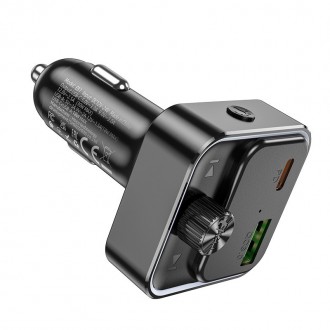 Bluetooth FM Transmitter Hoco E81 Fantasy USB-C 30W+USB 18W PD30W+18W QC3.0 v5.0 LED Ένδειξη Μαύρο