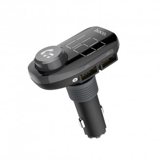 Φορτιστής Αυτοκινήτου Hoco E45 Happy Route με Wireless FM Transmitter και 2 USB Θύρες Μαύρος