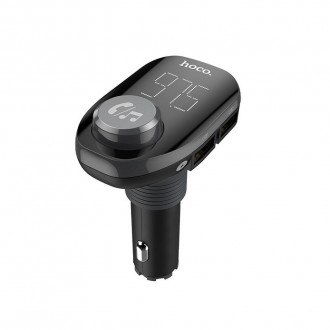 Φορτιστής Αυτοκινήτου Hoco E45 Happy Route με Wireless FM Transmitter και 2 USB Θύρες Μαύρος