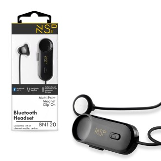 NSP BLUETOOTH BN120 MAGNET CLIP ON HEADSET V5.3 (2 ΣΥΣΚΕΥΩΝ) ΜΑΥΡΟ
