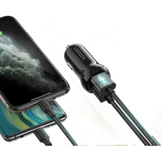 Ugreen Φορτιστής Αυτοκινήτου Μαύρος Συνολικής Έντασης 4.8A με Θύρες: 2xUSB