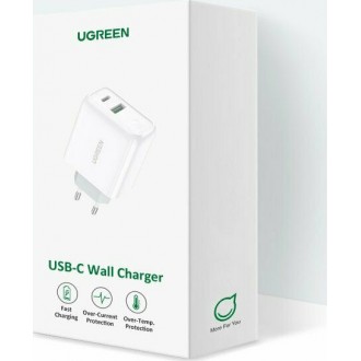 Ugreen Φορτιστής Χωρίς Καλώδιο με Θύρα USB-A και Θύρα USB-C 36W Quick Charge 4.0 Λευκός (CD170)