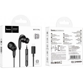 Hands Free Hoco M111 Pro Primero Series Earphones Stereo Lightning Μαύρο 1,2μ