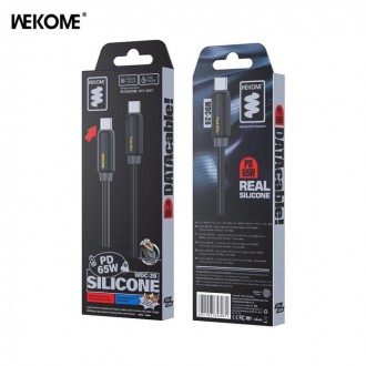 WK Wdc-28 USB 2.0 Cable USB-C male - USB-C 65W Μαύρο 1m