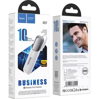 Wireless Hands Free Hoco E57 Essential V.5.0 Λευκό με Μεγάλο Πλήκτρο Ελέγχου και 10 Ώρες Ομιλίας
