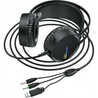 Hoco W100 Touring Over Ear Gaming Headset με σύνδεση USB / 2x3.5mm