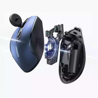 Ugreen MU006 Ασύρματο Εργονομικό Bluetooth Ποντίκι Μπλε