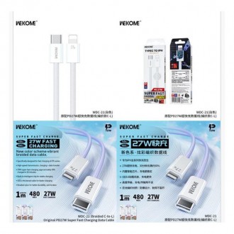 WK USB-C to Lightning Cable 27W Λευκό 1m (WDC-21L)