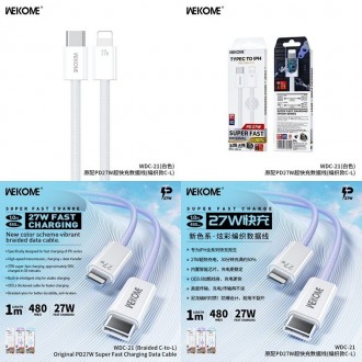 WK USB-C to Lightning Cable 27W Λευκό 1m (WDC-21L)
