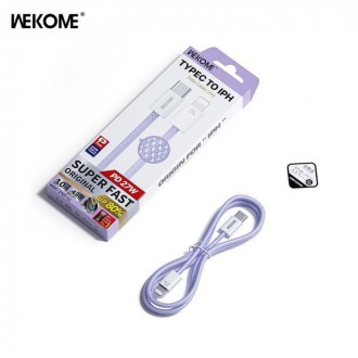 WK Wdc-21 Braided USB-C to Lightning Cable 27W Μωβ 1m