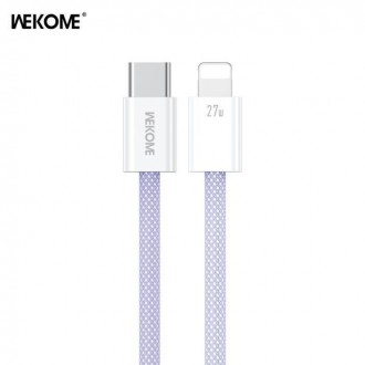WK Wdc-21 Braided USB-C to Lightning Cable 27W Μωβ 1m