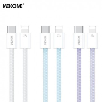 WK Wdc-21 Braided USB-C to Lightning Cable 27W Μπλε 1m
