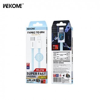 WK Wdc-21 Braided USB-C to Lightning Cable 27W Μπλε 1m