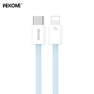 WK Wdc-21 Braided USB-C to Lightning Cable 27W Μπλε 1m