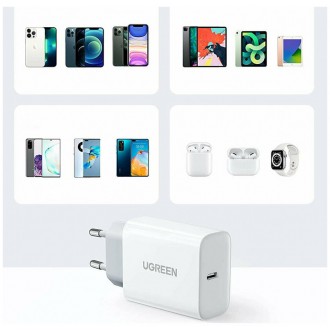 Ugreen Φορτιστής με Θύρα USB-C και Καλώδιο Lightning 20W Power Delivery / Quick Charge 4.0 Λευκός (CD137)