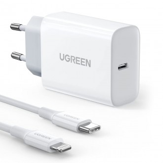 Ugreen Φορτιστής με Θύρα USB-C και Καλώδιο Lightning 20W Power Delivery / Quick Charge 4.0 Λευκός (CD137)