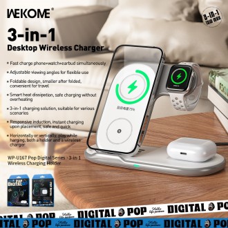 WK Ασύρματος Φορτιστής (Qi Pad) 15W Λευκός (WP-U167)