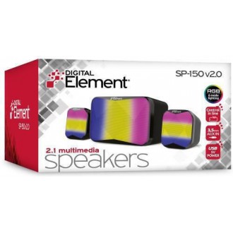 Element SP-150 v2.0 Ηχεία Υπολογιστή 2.1 με RGB Φωτισμό και Ισχύ 5W σε Μαύρο Χρώμα