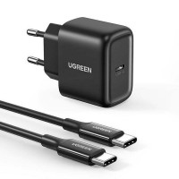 Ugreen Φορτιστής με Θύρα USB-C και Καλώδιο USB-C - USB-C 25W Power Delivery / Quick Charge 3.0 Μαύρος (Cd250)