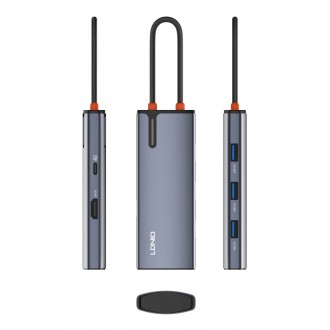 LDNIO docking station DS-15H, 5 θυρών, USB-C σύνδεση, 4K, 100W PD, γκρι
