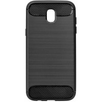 Forcell Carbon Back Cover Σιλικόνης Μαύρη για Galaxy J7 2017