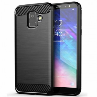Θήκη Carbon Back Cover Πλαστική Μαύρη για Samsung Galaxy A6 2018
