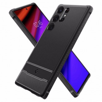 Θήκη Spigen Rugged Armor Back Cover Σιλικόνης Ανθεκτική Matte Black για Samsung Galaxy S23 Ultra