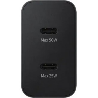 Samsung Φορτιστής με 2 Θύρες USB-C και Καλώδιο USB-C - USB-C 50W Power Delivery Μαύρος (EP-T5020X)