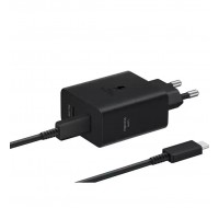 Samsung Φορτιστής με 2 Θύρες USB-C και Καλώδιο USB-C - USB-C 50W Power Delivery Μαύρος (EP-T5020X)