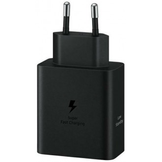 Samsung Φορτιστής με 2 Θύρες USB-C και Καλώδιο USB-C - USB-C 50W Power Delivery Μαύρος (EP-T5020X)