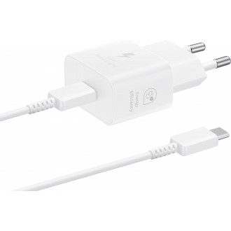 Samsung Φορτιστής με Θύρα USB-C και Καλώδιο USB-C - USB-C 25W Power Delivery Λευκός (EP-T2510X)