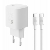 POWERTECH φορτιστής τοίχου PT-1350 με καλώδιο, USB-C, 36W, GaN, λευκός