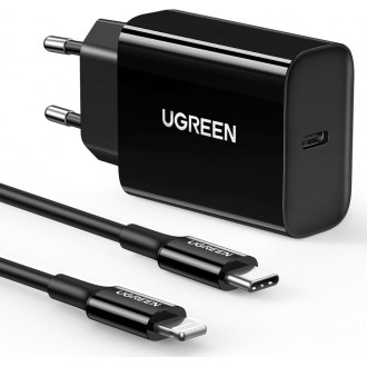 Ugreen Φορτιστής με Θύρα USB-C και Καλώδιο Lightning 20W Power Delivery Μαύρος (CD137)