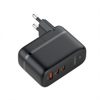 LDNIO φορτιστής τοίχου Q366 με καλώδιο, USB/2x USB-C, 65W, GaN, μαύρος