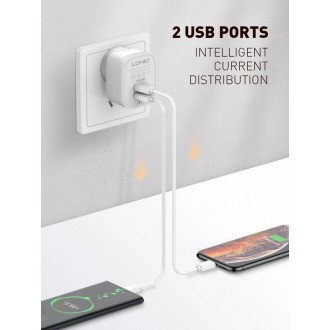 LDNIO φορτιστής τοίχου A201 με καλώδιο USB-C, 2x USB, 12W, λευκός LDNIO φορτιστής τοίχου A201 με καλώδιο USB-C, 2x USB, 12W, λευκός