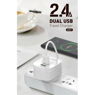 LDNIO φορτιστής τοίχου A201 με καλώδιο USB-C, 2x USB, 12W, λευκός LDNIO φορτιστής τοίχου A201 με καλώδιο USB-C, 2x USB, 12W, λευκός